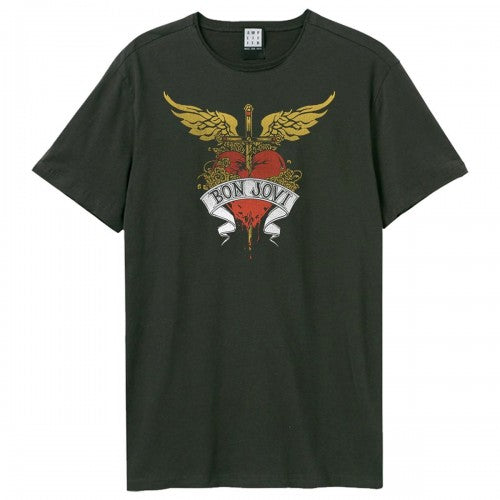 Front - Amplified Unisex Adult Heart And Dagger Bon Jovi T-Shirt