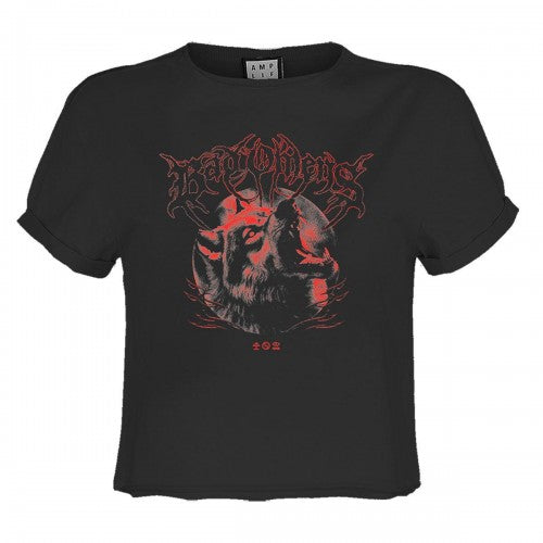 Front - Amplified Womens/Ladies Wolf Bad Omens Crop T-Shirt
