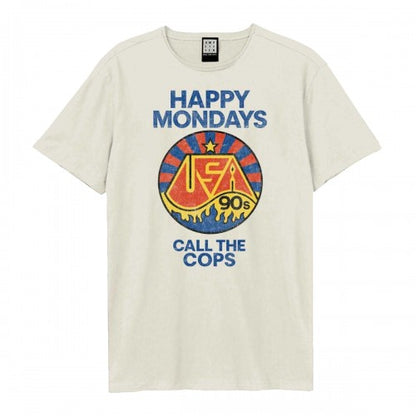Front - Amplified Unisex Adult Call The Cops Happy Mondays T-Shirt