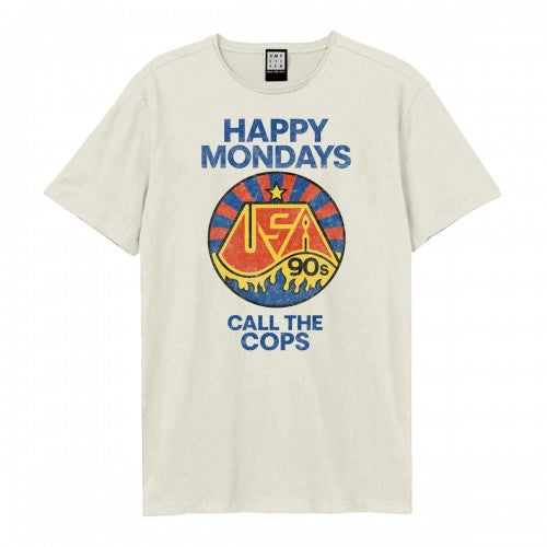 Front - Amplified Unisex Adult Call The Cops Happy Mondays T-Shirt