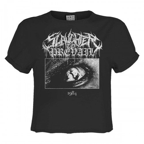 Front - Amplified Womens/Ladies 1984 Metal Logo Slaughter To Prevail Crop Top