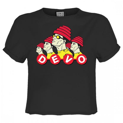 Front - Amplified Womens/Ladies Colour With Dancing Letters DEVO Crop Top