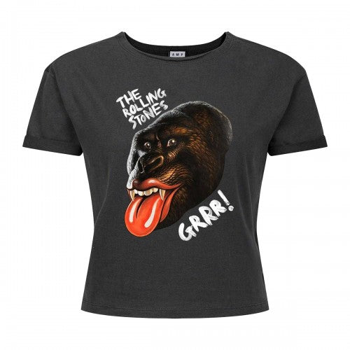 Front - Amplified Womens/Ladies Grrr The Rolling Stones Crop T-Shirt