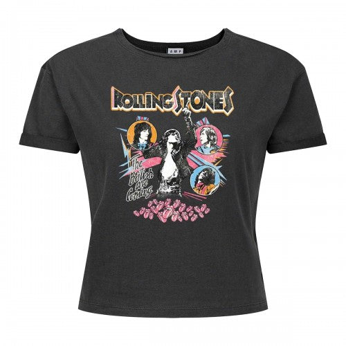 Front - Amplified Womens/Ladies British Are Coming The Rolling Stones Crop T-Shirt