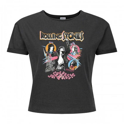 Front - Amplified Womens/Ladies British Are Coming The Rolling Stones Crop T-Shirt