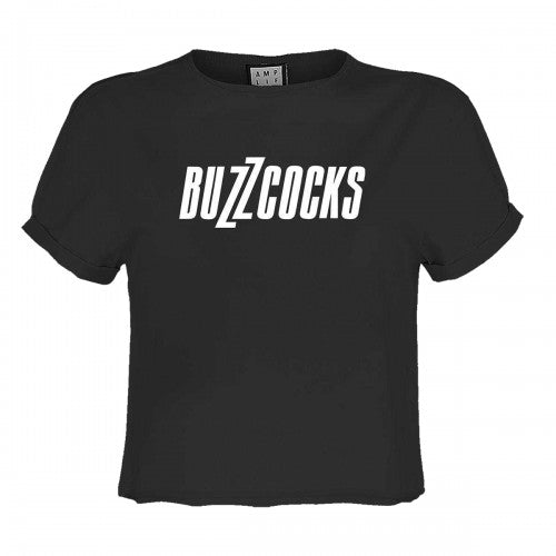 Front - Amplified Womens/Ladies Buzzcocks Logo Crop T-Shirt