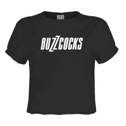 Front - Amplified Womens/Ladies Buzzcocks Logo Crop T-Shirt