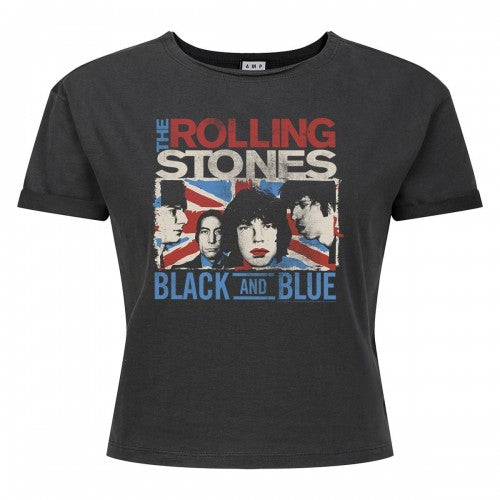 Front - Amplified Womens/Ladies Union Jack The Rolling Stones Crop Top