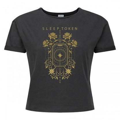 Front - Amplified Womens/Ladies Caramel Floral Sleep Token Crop Top