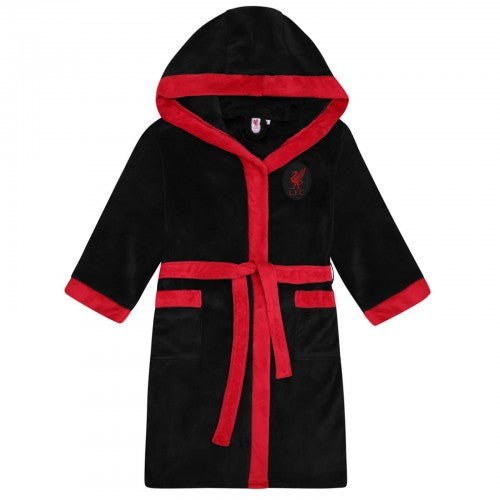 Front - Liverpool FC Mens Crest Fleece Dressing Gown