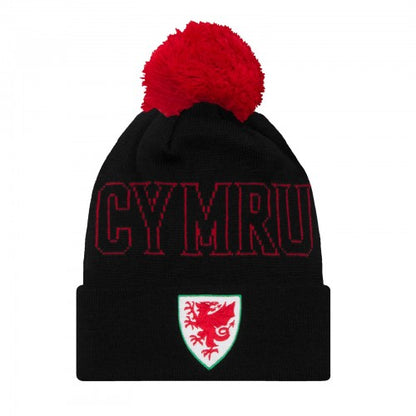 Front - FA Wales Bobble Knitted Beanie