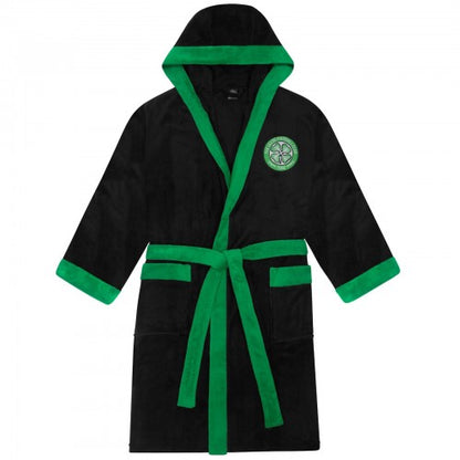 Front - Celtic FC Mens Crest Fleece Contrast Trim Dressing Gown