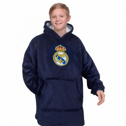 Front - Real Madrid CF Childrens/Kids Crest Oversized Blanket Hoodie