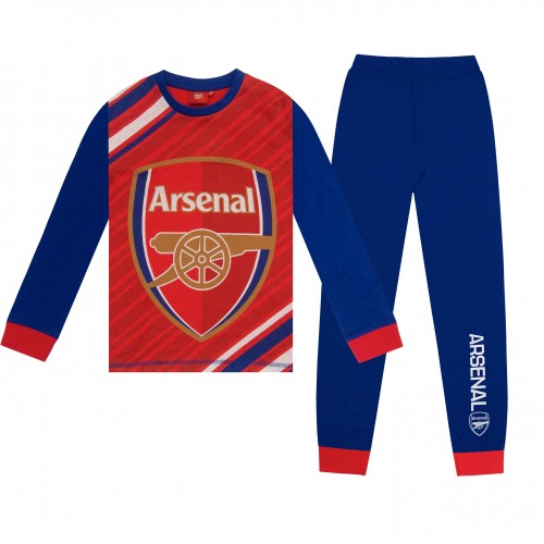 Red-Navy - Front - Arsenal FC Boys Sublimated Long Pyjama Set