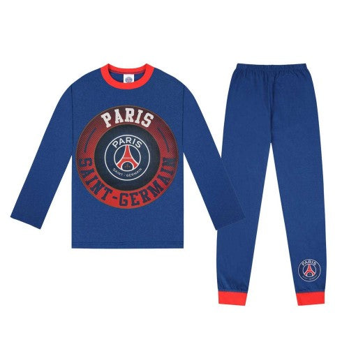Front - Paris Saint Germain FC Boys Crest Long Pyjama Set