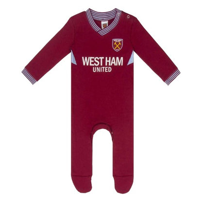 Front - West Ham United FC Baby Home Kit Sleepsuit