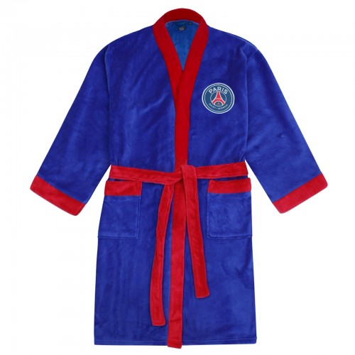 Front - Paris Saint Germain FC Mens Crest Fleece Dressing Gown
