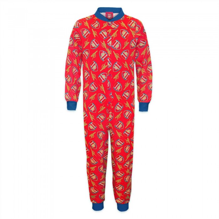 Front - Arsenal FC Boys Repeat Print All-In-One Nightwear