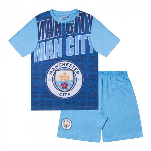 Front - Manchester City FC Boys De Bruyne 17 Short Pyjama Set