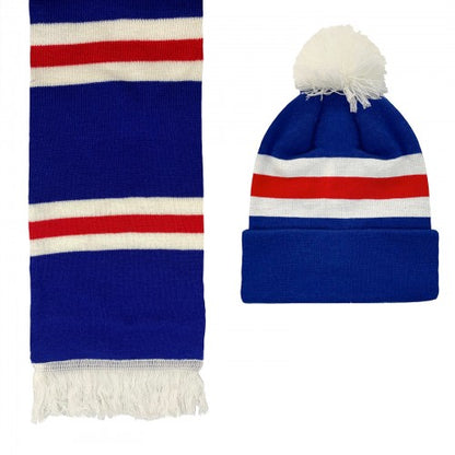 Front - Fan Originals Unisex Adult Rangers Retro Knitted Hat And Scarf Set