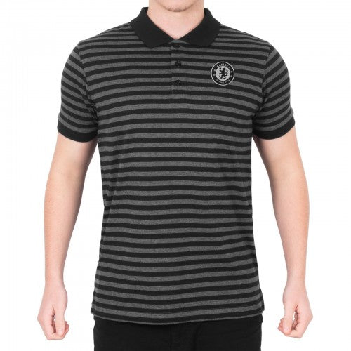 Front - Chelsea FC Mens Striped Polo Shirt