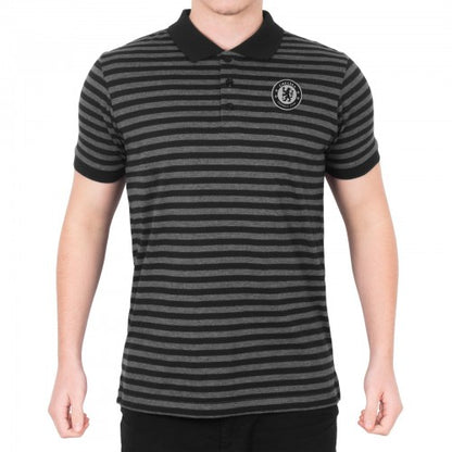 Front - Chelsea FC Mens Striped Polo Shirt