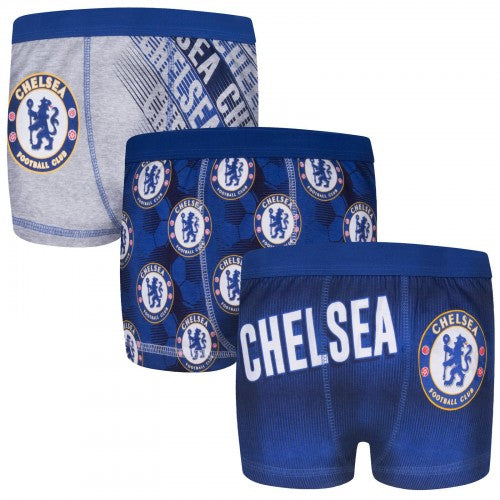 Front - Chelsea FC Boys Boxer Shorts (Pack of 3)