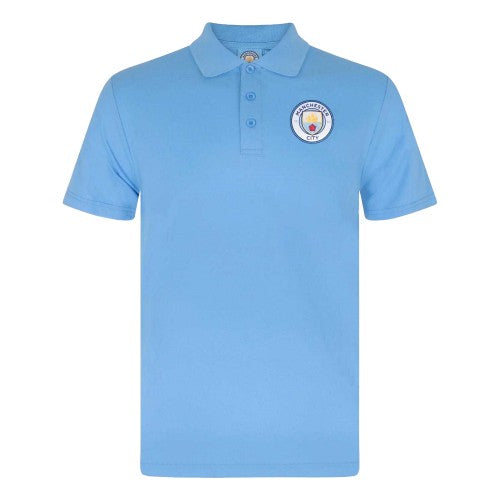 Front - Manchester City FC Mens Crest Polo Shirt