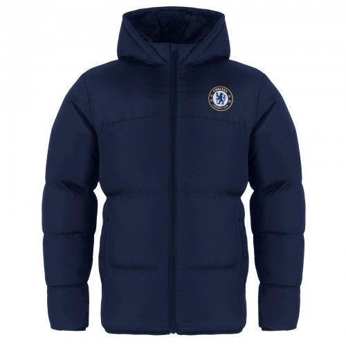 Front - Chelsea FC Boys Crest Quilted Jacket