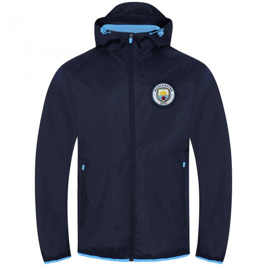 Front - Manchester City FC Mens Crest Peaked Windbreaker