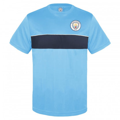 Front - Manchester City FC Mens Crest Polyester T-Shirt