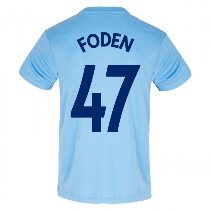 Front - Manchester City FC Mens Foden 47 Polyester T-Shirt