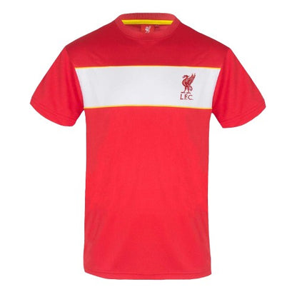 Front - Liverpool FC Mens Contrast Striped Polyester T-Shirt