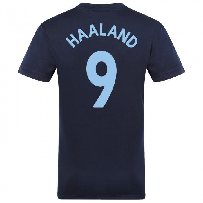 Front - Manchester City FC Mens Haaland 9 Polyester T-Shirt