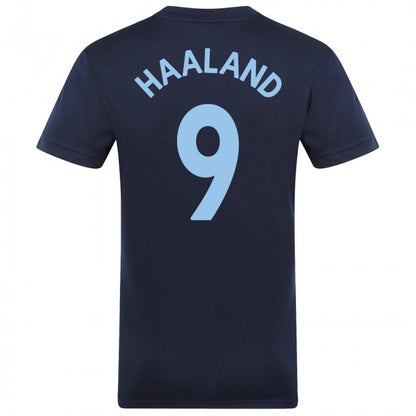 Front - Manchester City FC Mens Haaland 9 Polyester T-Shirt