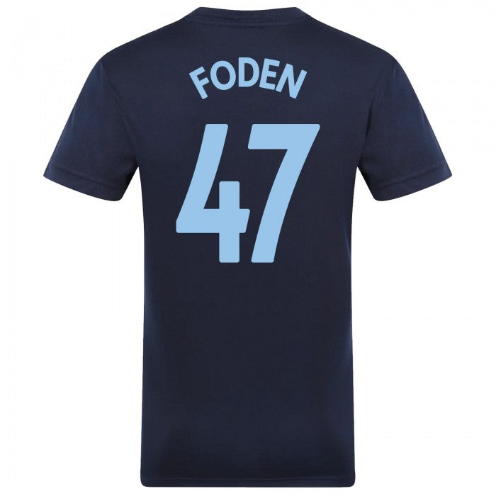 Front - Manchester City FC Mens Foden 47 Polyester T-Shirt
