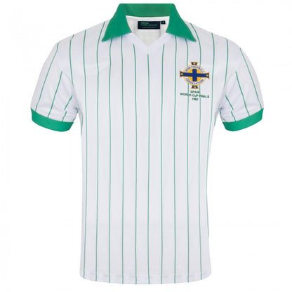 Front - Northern Ireland FA Mens 1982 World Cup Retro Collared T-Shirt