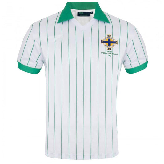 Front - Northern Ireland FA Mens 1982 World Cup Retro Collared T-Shirt