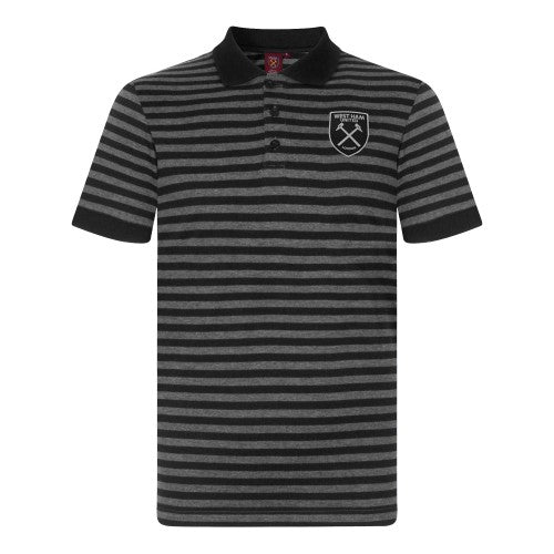 Front - West Ham United FC Mens Contrast Striped Polo Shirt