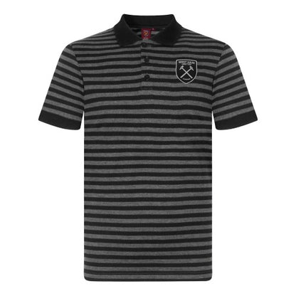 Front - West Ham United FC Mens Contrast Striped Polo Shirt