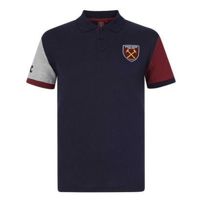 Front - West Ham United FC Mens Contrast Sleeves Polo Shirt