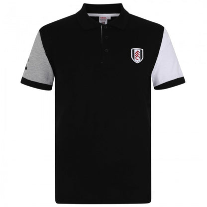 Front - Fulham FC Mens Contrast Sleeves Polo Shirt