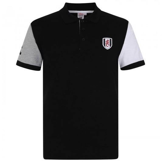 Front - Fulham FC Mens Contrast Sleeves Polo Shirt