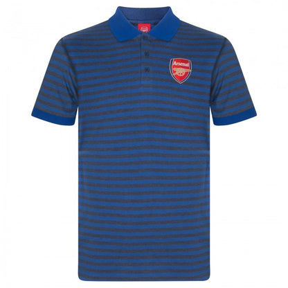 Front - Arsenal FC Mens Contrast Striped Polo Shirt