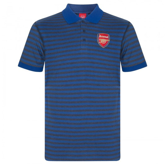 Front - Arsenal FC Mens Contrast Striped Polo Shirt