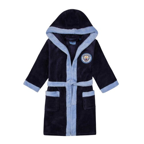 Front - Manchester United FC Boys Crest Fleece Dressing Gown