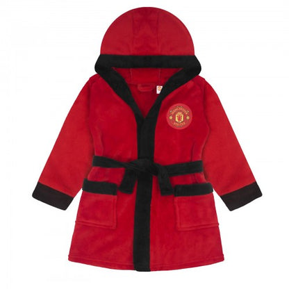 Front - Manchester United FC Baby Crest Fleece Dressing Gown