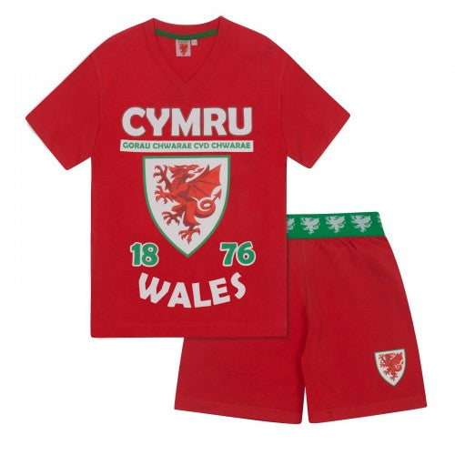 Front - Wales Cymru Boys Short Pyjama Set