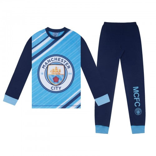 Front - Manchester City FC Boys Ederson M. 31 Long Pyjama Set