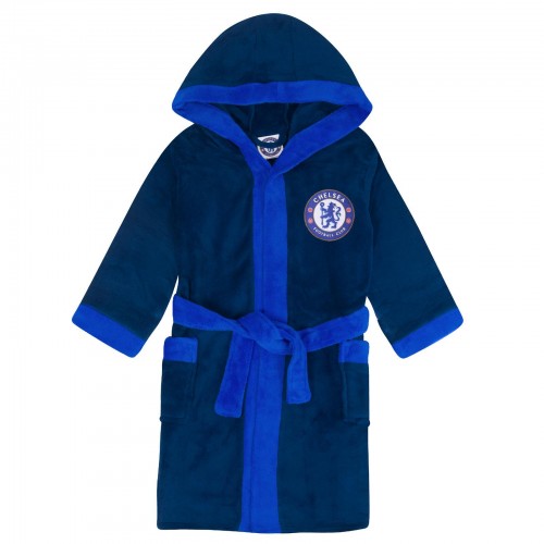 Front - Chelsea FC Boys Crest Fleece Dressing Gown